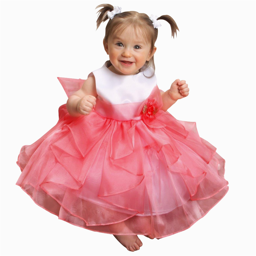 Birthday Dresses for toddler Girls Sweet Flower Layered organza Ruffle Dress Baby Girl Summer