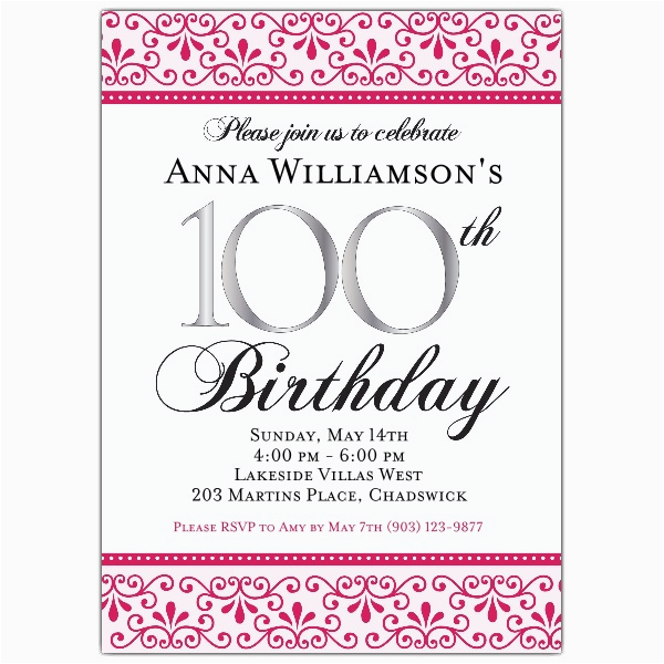 100 Birthday Invitation Wording 100th Birthday Invitation Wording First Birthday Invitations