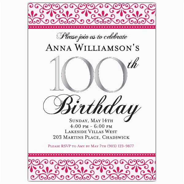 100th Birthday Invitations Ideas 100th Birthday Invitation Wording First Birthday Invitations