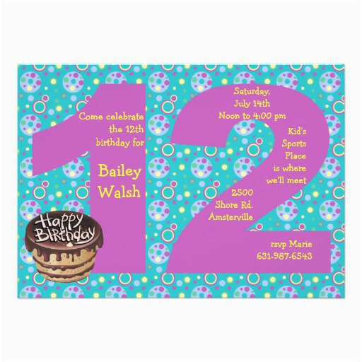 12 Year Old Birthday Party Invitations 12 Year Old Birthday Invitations for Girls