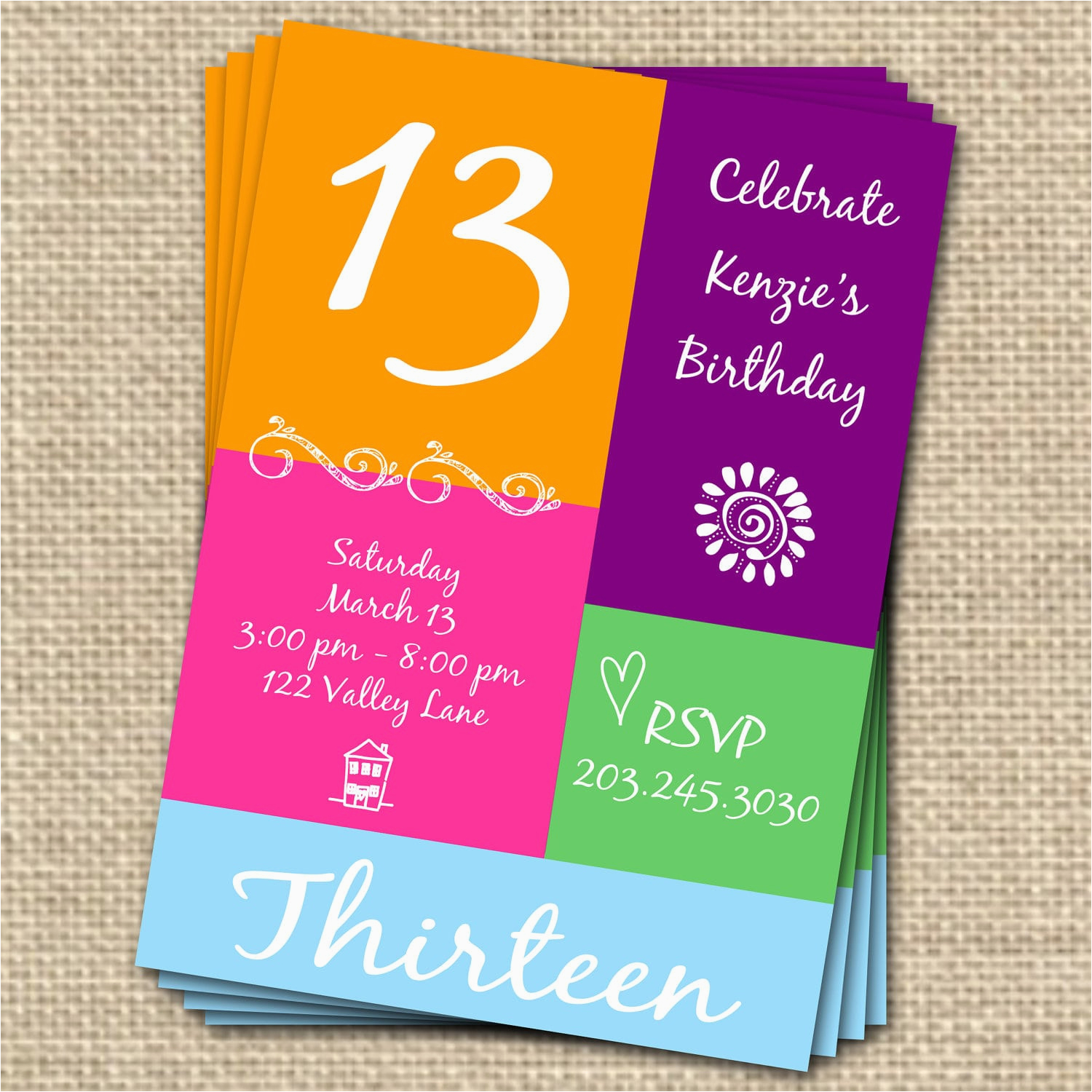 13th Birthday Card Template Free 13th Birthday Invitation Template