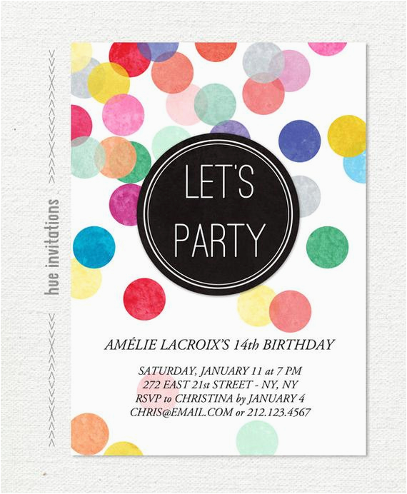 14th Birthday Party Invitations Items Similar to 14th Birthday Party Invitation Rainbow