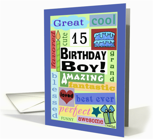 15 Year Old Birthday Card Happy Birthday for 15 Year Old Boy Good Word Subway Art