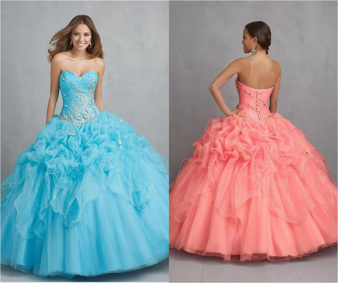 15 Year Old Birthday Dresses New 2015 Coral Ball Gown Sexy Backless Quinceanera Dresses