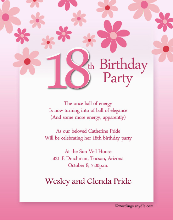 18th Birthday Invitation Wording Samples 18th Birthday Party Invitation Wording Wordings and Messages