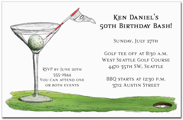 19th Birthday Invitations 19th Hole Martini Party Invitations Golf Invitations