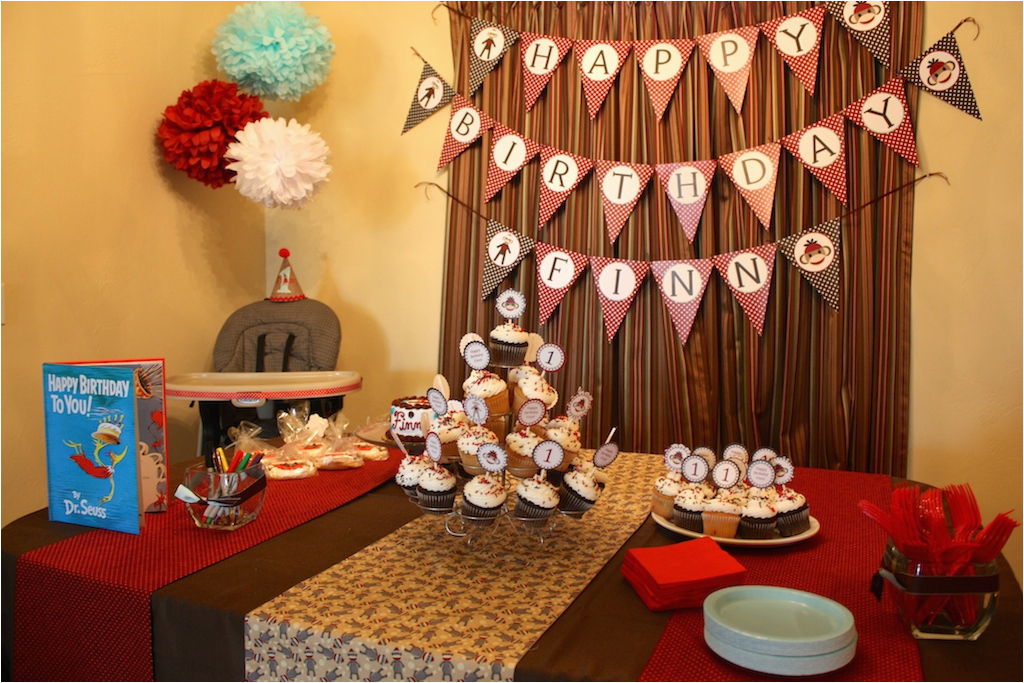 1st Birthday Table Decorating Ideas sock Monkey themed First Birthday Party Ideas