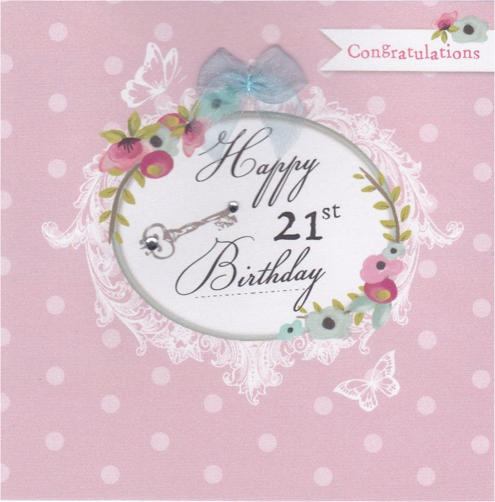 21st Birthday Cards for Her Flowers and Key 21st Birthday Card Karenza Paperie