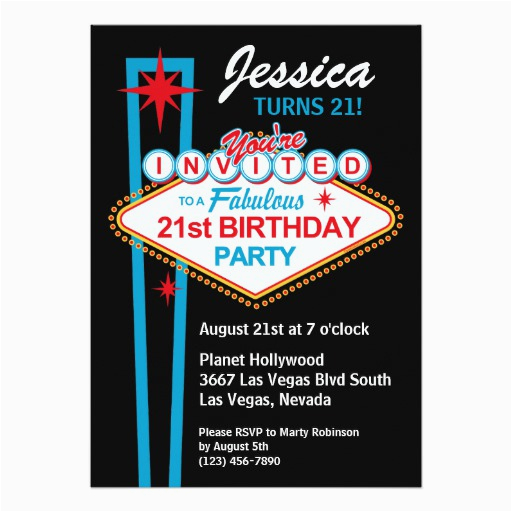 21st Birthday Vegas Invitations Las Vegas 21st Birthday Party Invitation Zazzle