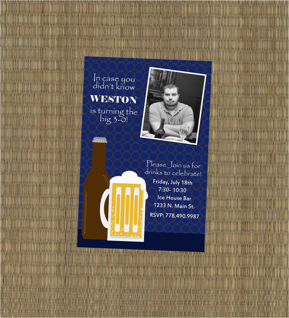 30th Birthday Invitations for Men Items Similar to Men 39 S 30th Birthday Invitation Beer