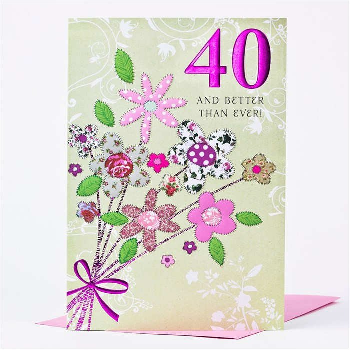 40 Birthday Flowers 40th Birthday Card Bouquet Of Flowers Only 99p