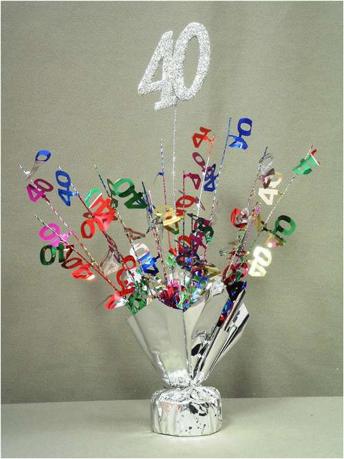 40th Birthday Centerpiece Decorations 40 Silver Multi Color Spray Centerpiece Bartz 39 S Party Stores