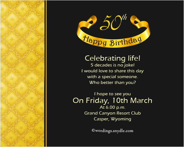 50 Birthday Invitation Sayings 50th Birthday Invitation Wording Samples Wordings and