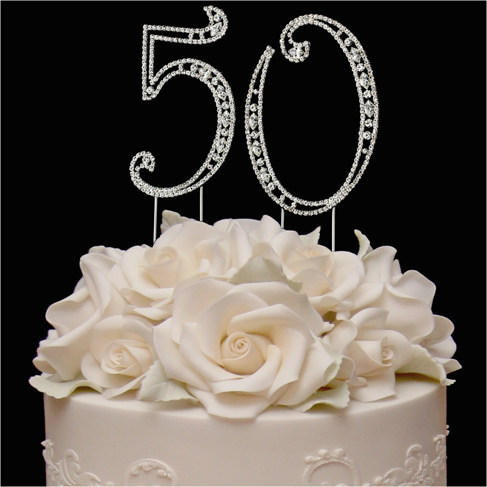 50th Birthday Cake toppers Decorations Vintage Swarovski 50th Anniversary Cake topper Elegant