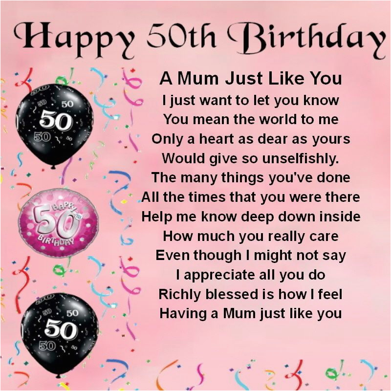 50th Birthday Cards for Mom Personalised Coaster Mum Poem 50th Birthday Free