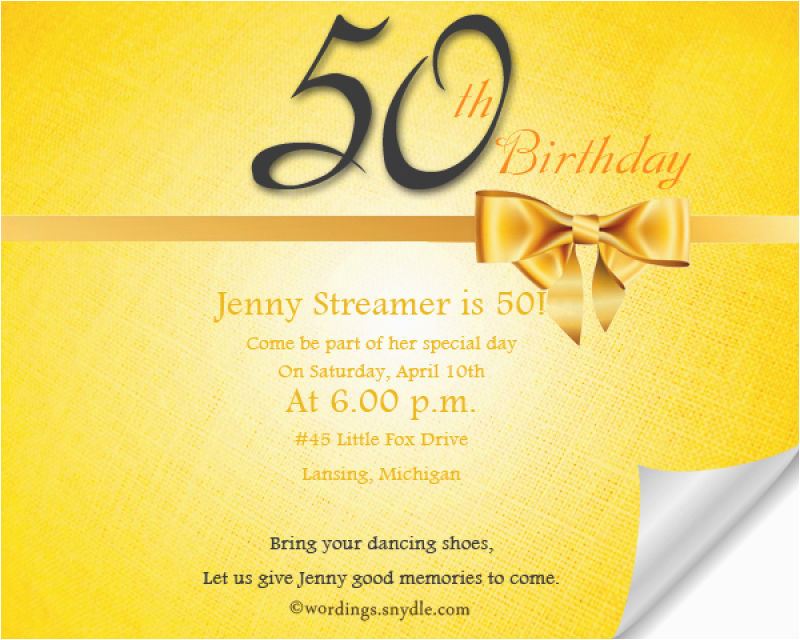 50th Birthday Party Invitation Samples Sample Invitation for 50th Birthday orderecigsjuice Info