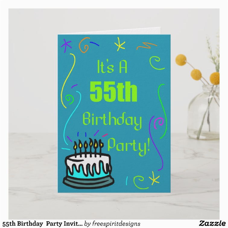 55th Birthday Invitations 55th Birthday Party Invitation Greeting Card by