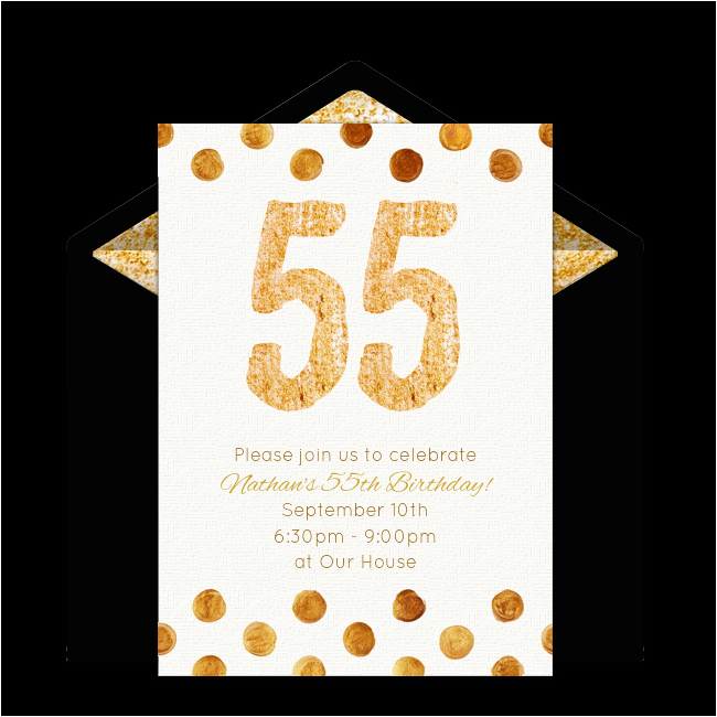55th Birthday Invitations Free Golden 55 Invitations Milestone Birthdays