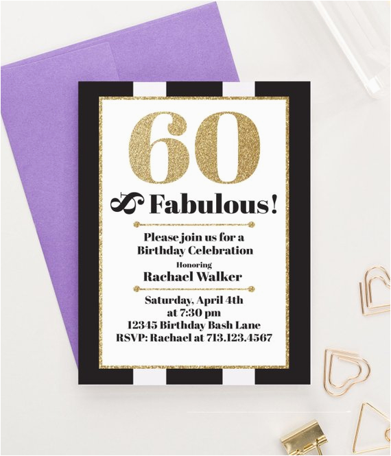 60 and Fabulous Birthday Invitations 60 and Fabulous Milestone Birthday Invitations Adult