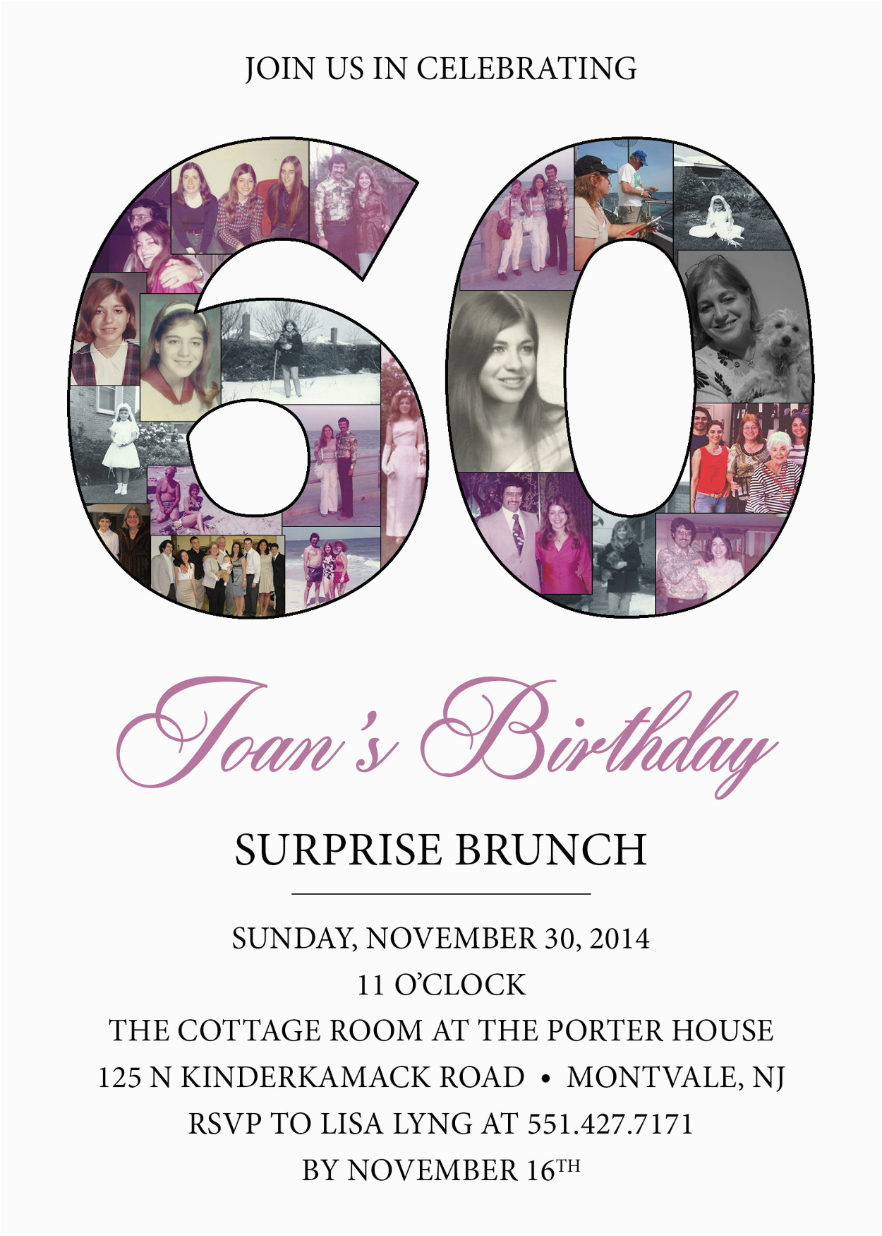 60th Birthday Invitations for Mom Invitations Kathryn Mecca Design