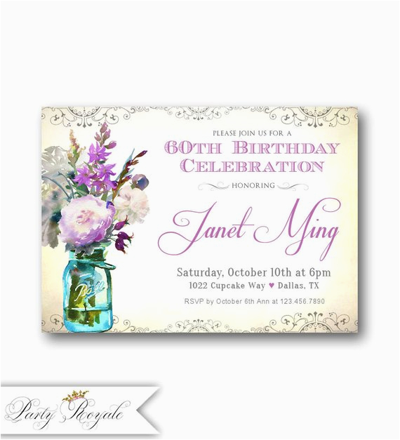 60th Birthday Invitations for Women Women 39 S 60th Birthday Invitations Any Age Vintage