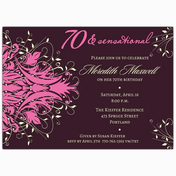 70th Birthday Invitations for Her andromeda Pink 70th Birthday Invitations Paperstyle