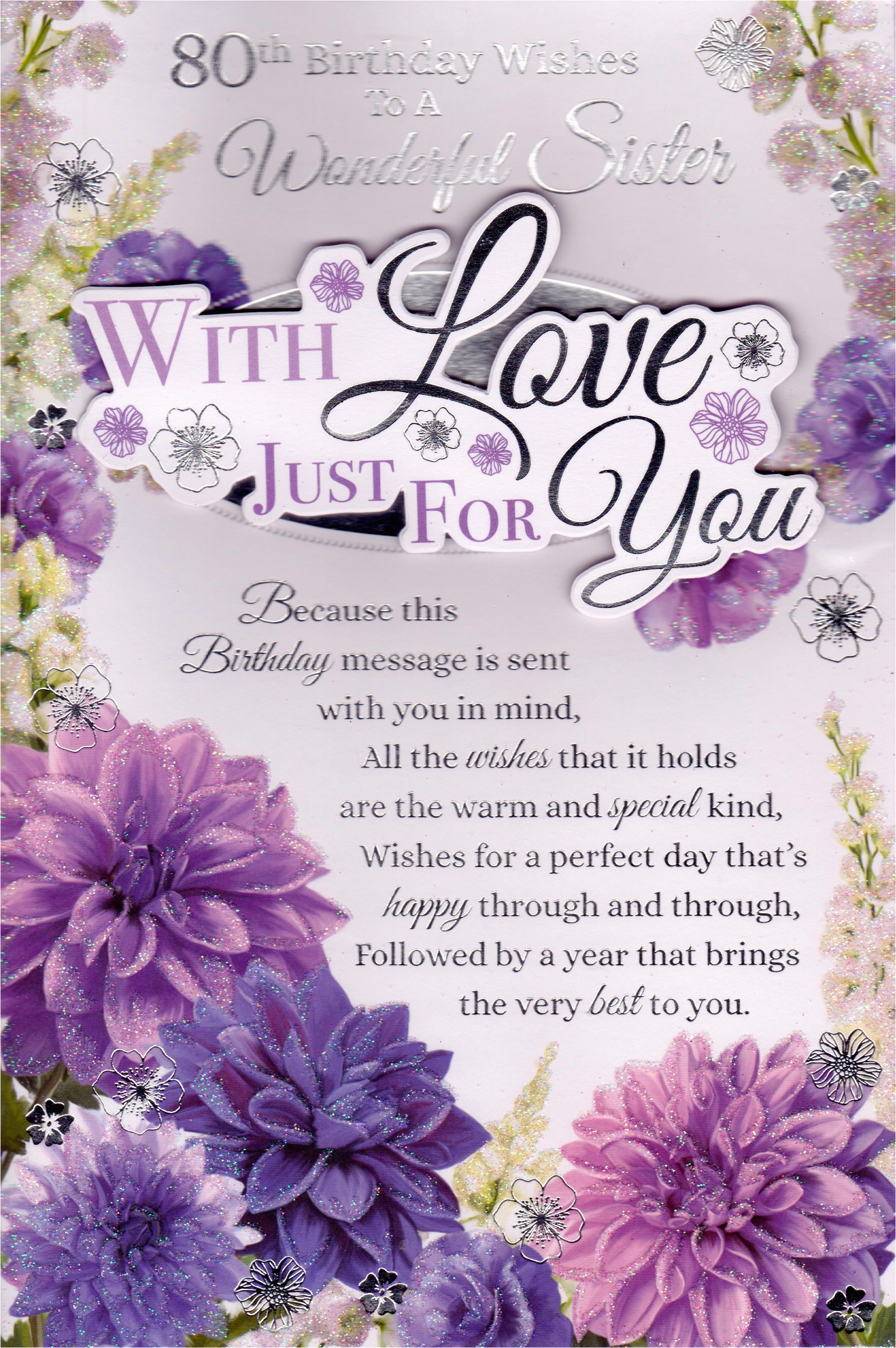 Sister 80th Birthday Card