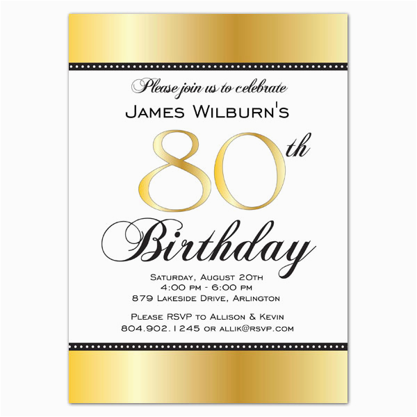 80th Birthday Celebration Invitations Golden Celebration 80th Birthday Invitations Paperstyle