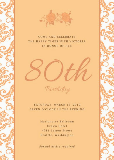 80th Birthday Invitation Wording Templates 80th Birthday Party Invitations Template Business