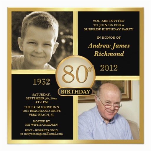 80th Birthday Party Invitations with Photos 80th Birthday Invitations then now 2 Photos Zazzle