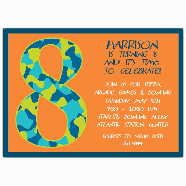 8th Birthday Invitation Templates Birthday Boy Camo 8th Birthday 