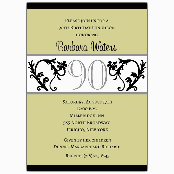 90 Birthday Invitation Templates Elegant Vine Chartreuse 90th Birthday Invitations Paperstyle