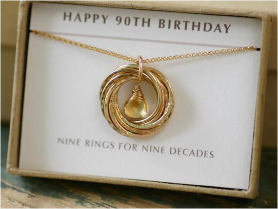 90th Birthday Gifts for Her 90th Birthday Gift for Her Citrine Necklace Gold Grandmother