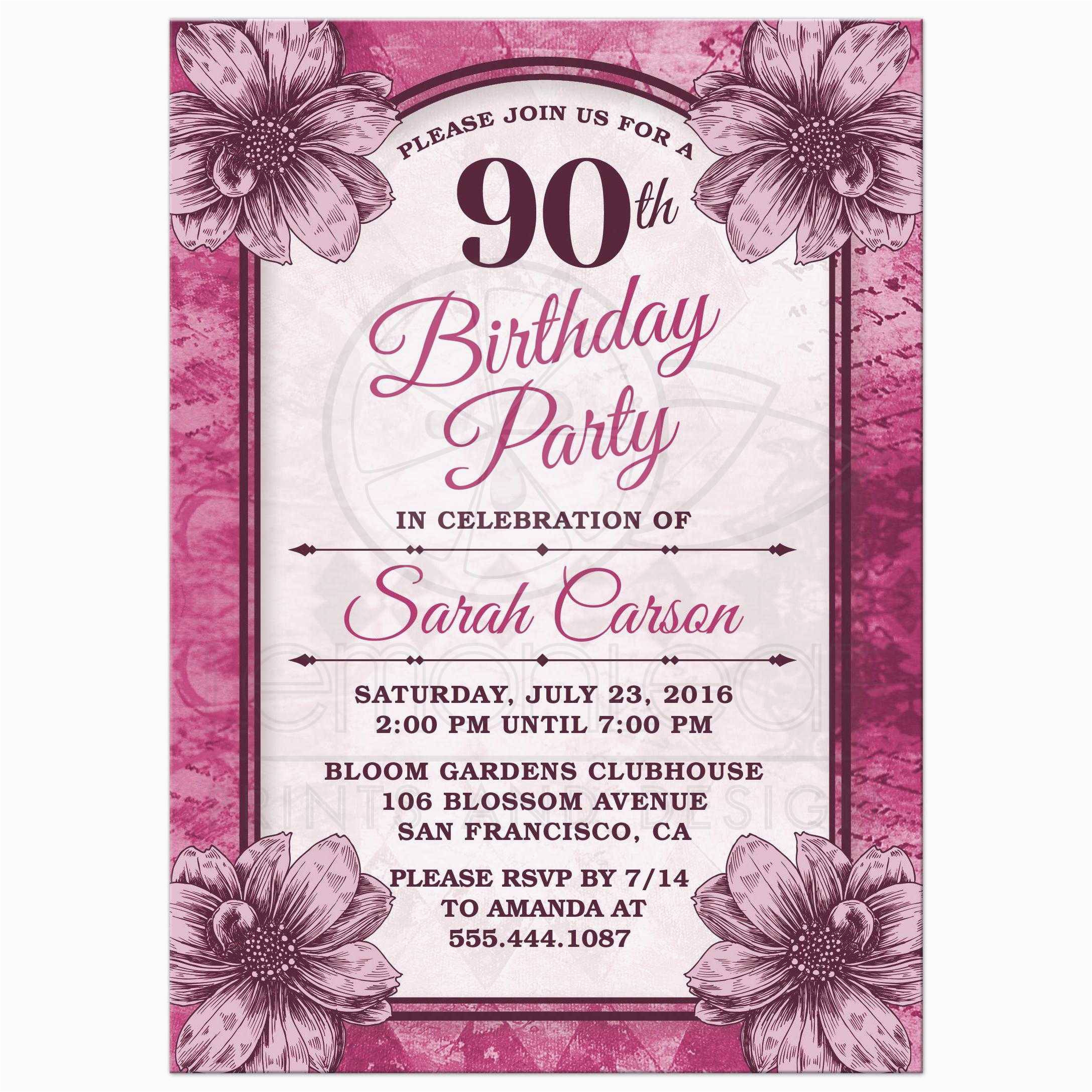 90th Birthday Invitation Template Free 90th Birthday Party Invitations Party Invitations Templates