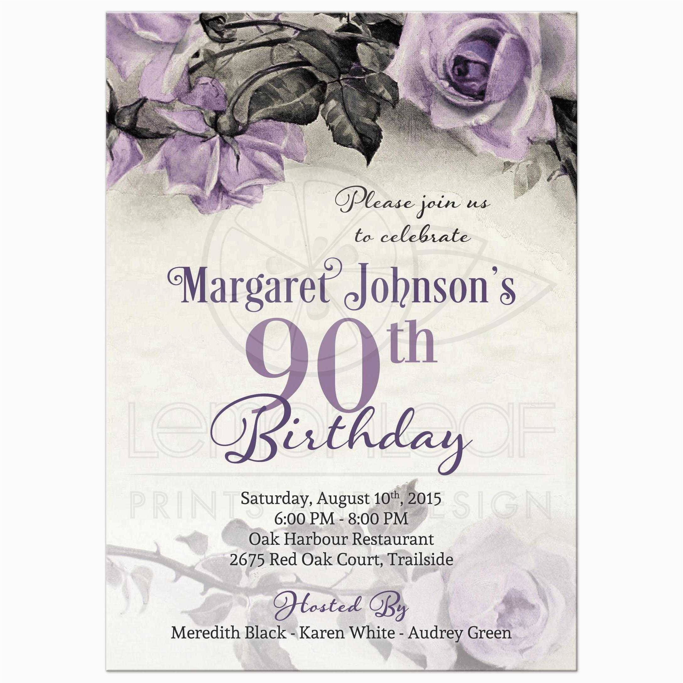 90th Birthday Invitation Wording Samples 90th Birthday Party Invitations Party Invitations Templates