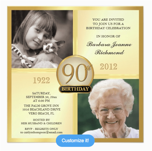 90th Birthday Photo Invitations 90th Birthday Invitations and Invitation Wording