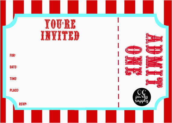 Admit One Birthday Invitations Printable 25 Images Of Carnival Admit One Ticket Template