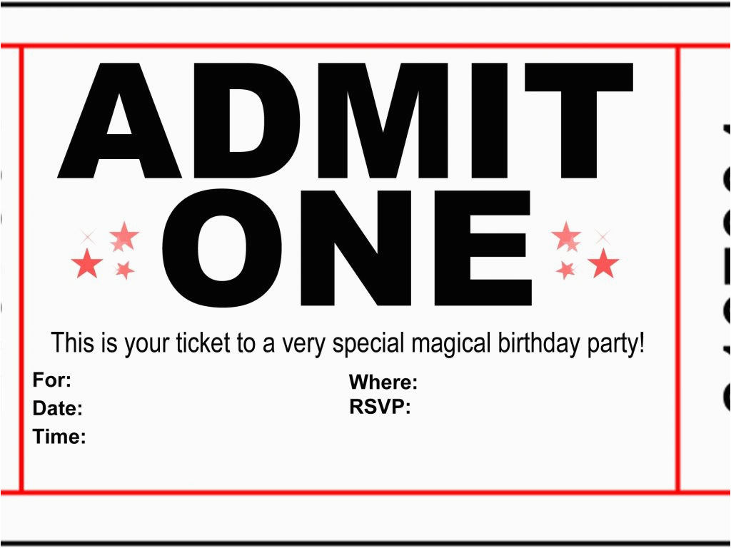 Admit One Birthday Invitations Printable Admit One Birthday Invitations Cobypic Com