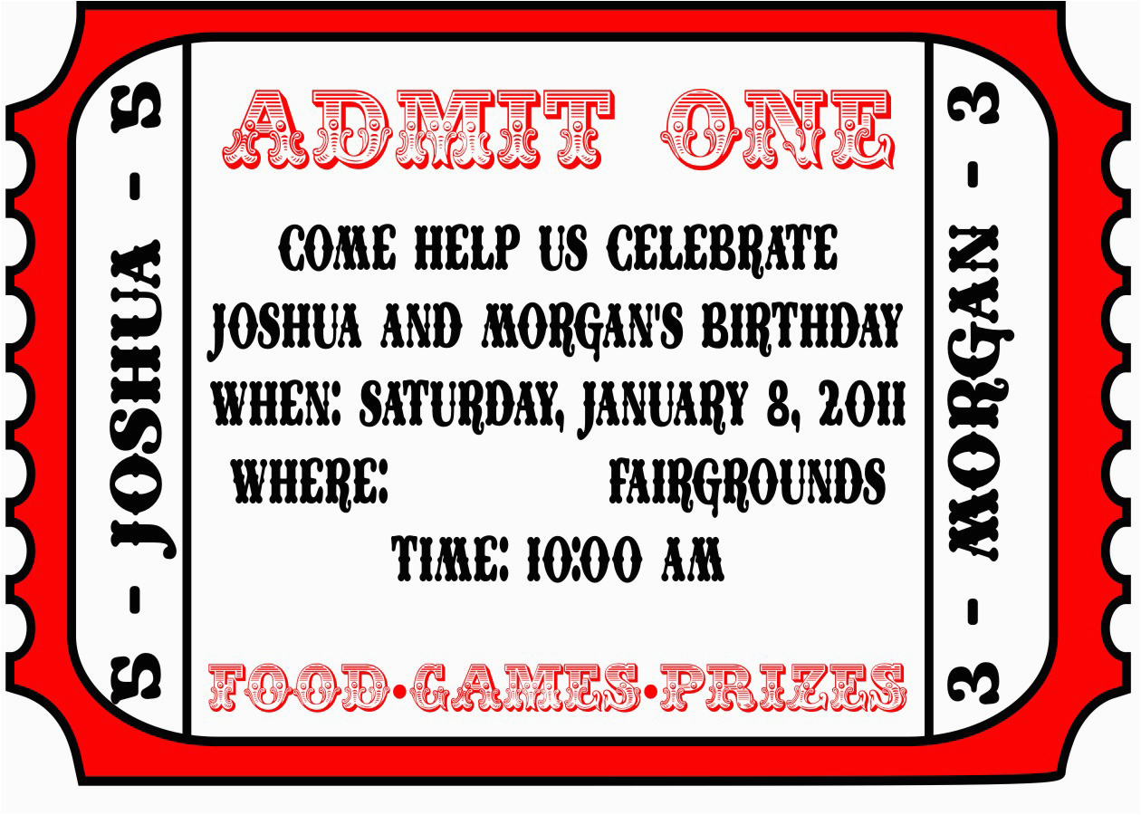 Admit One Birthday Invitations Printable Admit One Template for Invitation