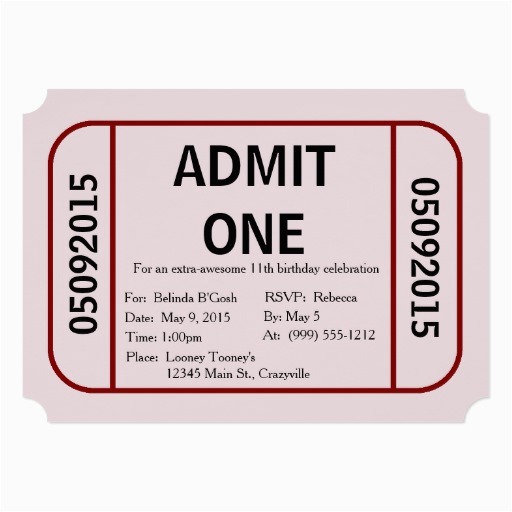 Admit One Birthday Invitations Printable Admit One Ticket Birthday Party Invitation Zazzle