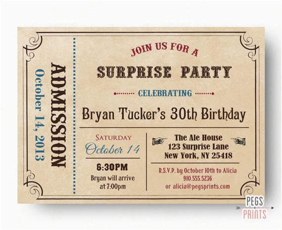 Admit One Birthday Invitations Printable Adult Surprise Birthday Invite Admit One Ticket Birthday Admit One Birthday Invitations Printable Adult Surprise Birthday Invite Admit One Ticket Birthday