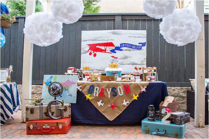 Airplane themed Birthday Party Decorations Kara 39 S Party Ideas Vintage Airplane Birthday Party Kara