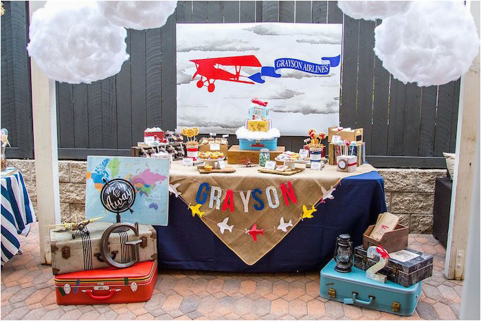 Airplane themed Birthday Party Decorations Kara 39 S Party Ideas Vintage Airplane Birthday Party Kara