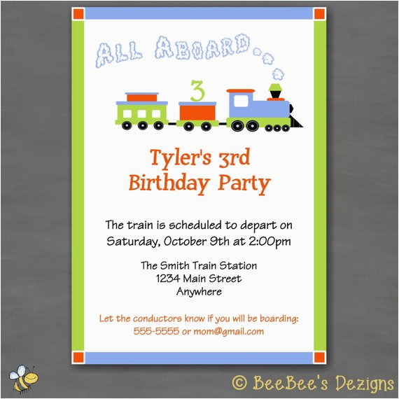 All Aboard Birthday Invitation All Aboard Train Birthday Party Invitation