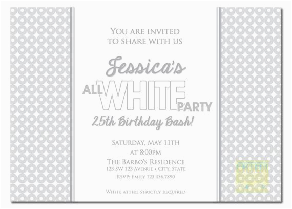 All White Birthday Party Invitations All White Party Invitation White Party Invitation Summer