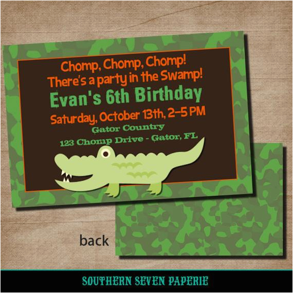 Alligator Birthday Invitations Items Similar to Alligator Swamp Birthday Party Invitation