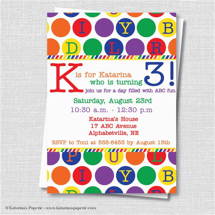 Alphabet Birthday Invitations 17 Best Ideas About Alphabet Party On Pinterest Abc