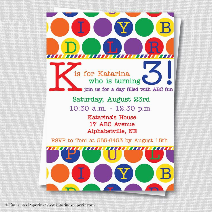 Alphabet Birthday Invitations 17 Best Ideas About Alphabet Party On Pinterest Abc
