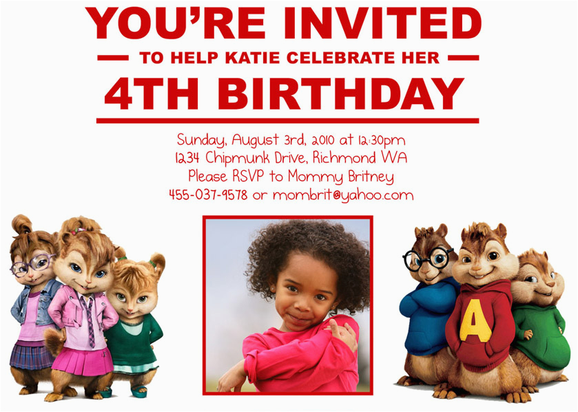 Alvin and the Chipmunks Birthday Invitations Alvin and the Chipmunk Custom Birthday Invitation Flickr
