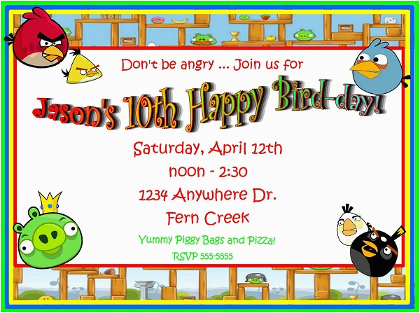 Angry Birds Birthday Party Invitations Video Game Birthday Invitations Ideas Bagvania Free